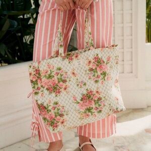 new Sézane x Andion cotton tote blue plaid pink floral print limited edition